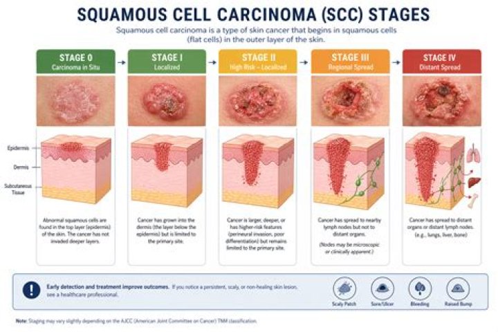 How do you know if squamous cell carcinoma has spread?