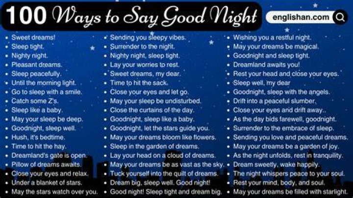 What is a cute way to say goodnight?
