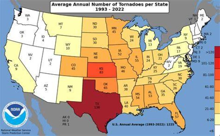 What state does not get tornadoes?