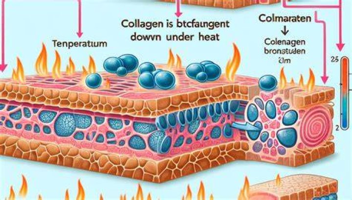 What temp does pork collagen break down?