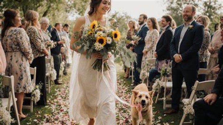 Why do brides walk down the aisle with flowers?